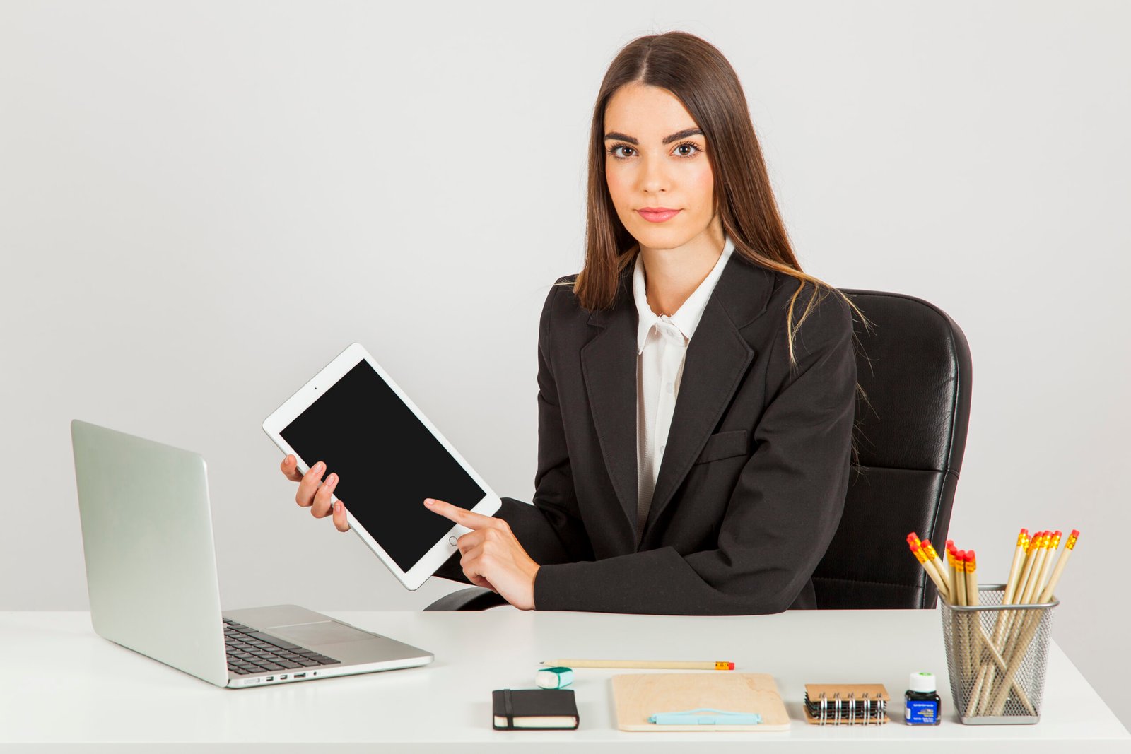 Professional with tablet